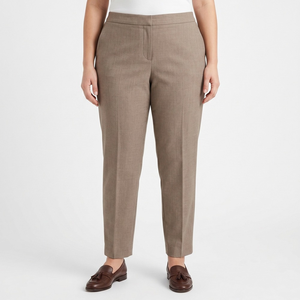 Soft by Avenue Women Beige Linen Blend Straight Leg Dress Pants 16 Petite